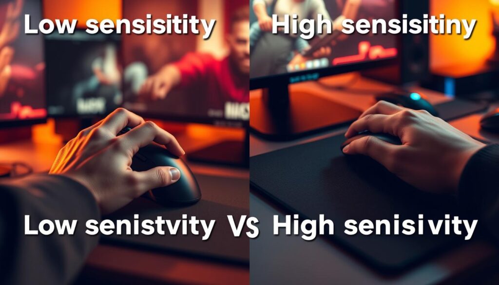 low sensitivity and high sensitivity comparison in gaming settings