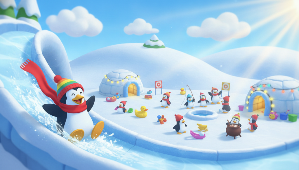 jogabilidade no mundo virtual do Club Penguin